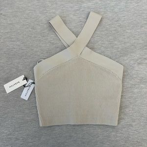 Aritzia Babaton Sculpt Knit Criss Cross Cropped Tank